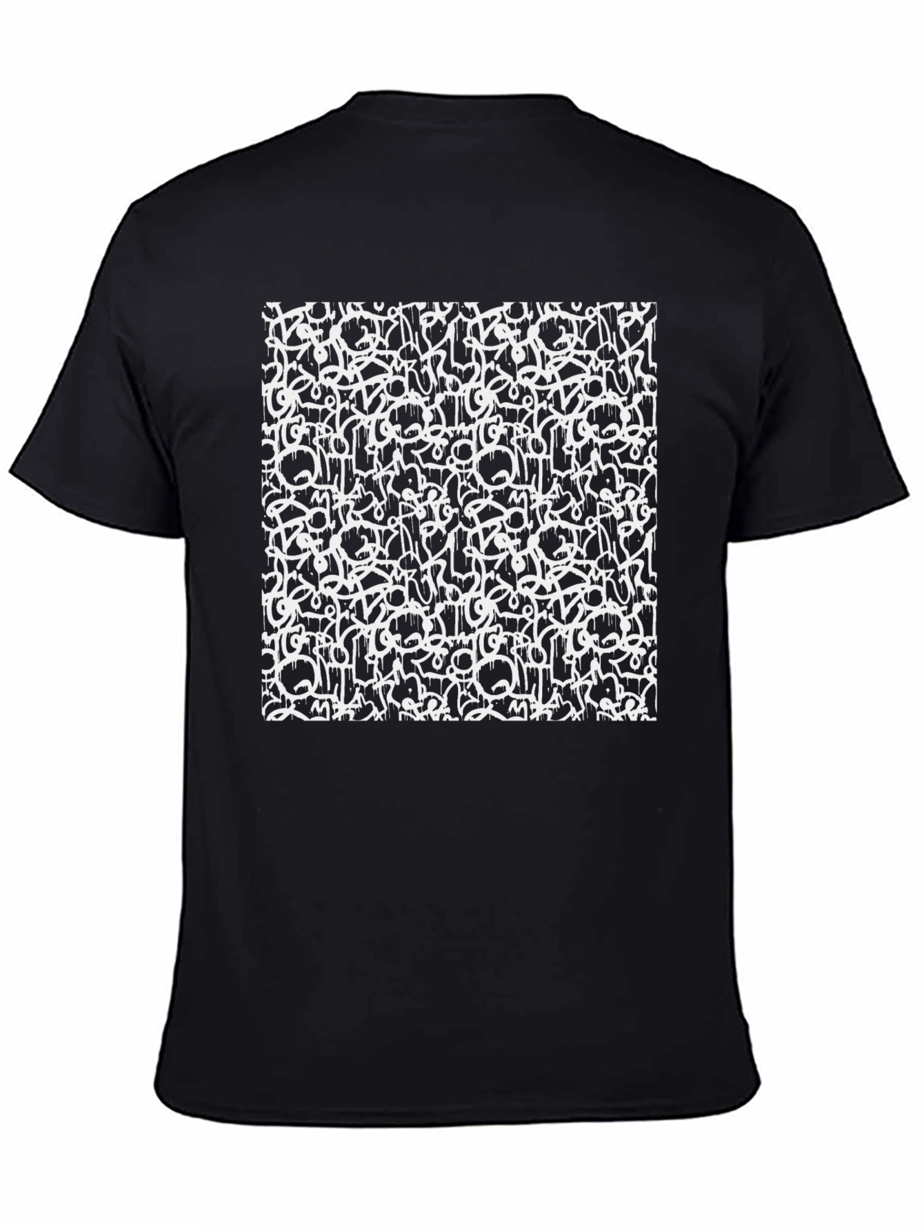 Camiseta Negra Estampado Abstracto Urbano