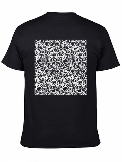 Camiseta Negra Estampado Abstracto Urbano