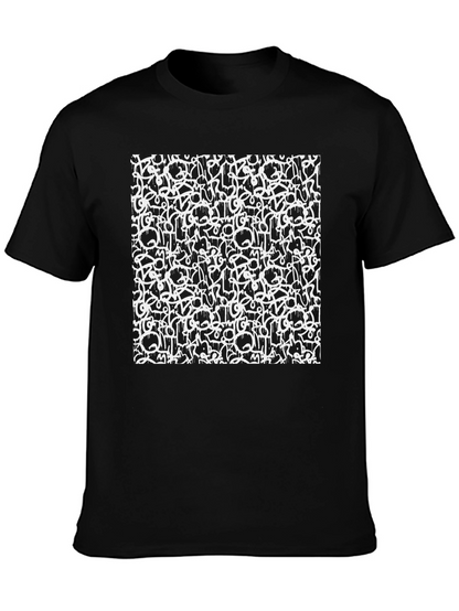 Camiseta Negra Estampado Abstracto Urbano