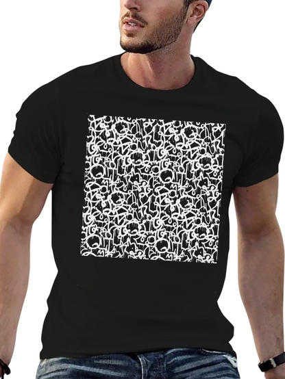 Camiseta Negra Estampado Abstracto Urbano