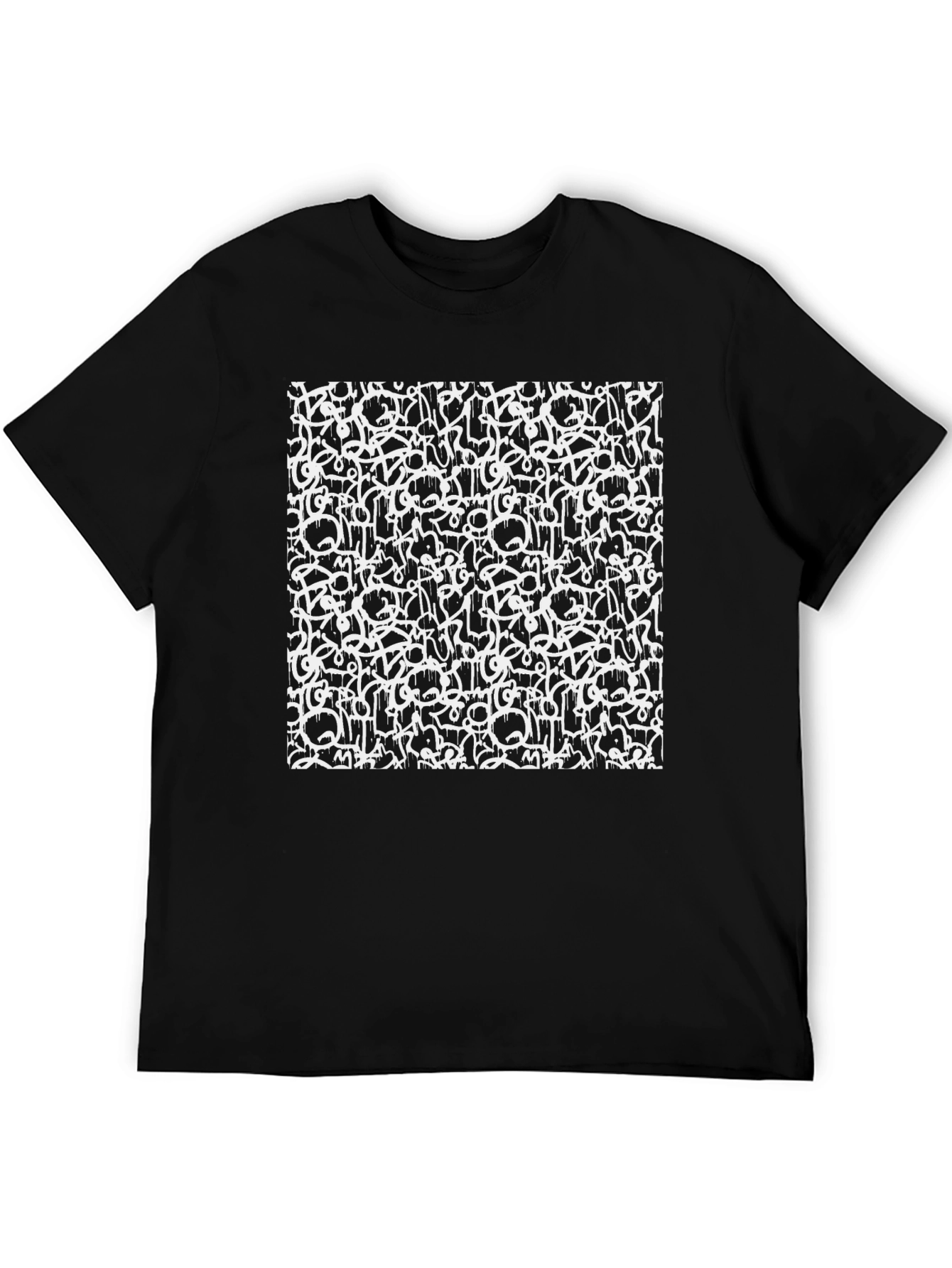 Camiseta Negra Estampado Abstracto Urbano