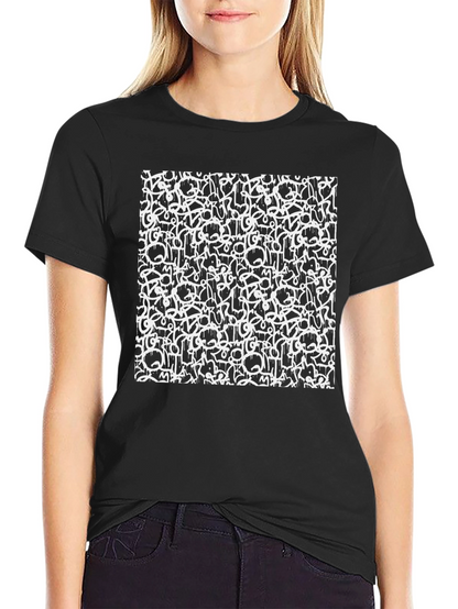 Camiseta Negra Estampado Abstracto Urbano