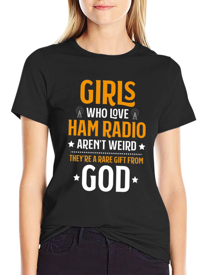 Camiseta Negra Girls Who Love Ham Radio