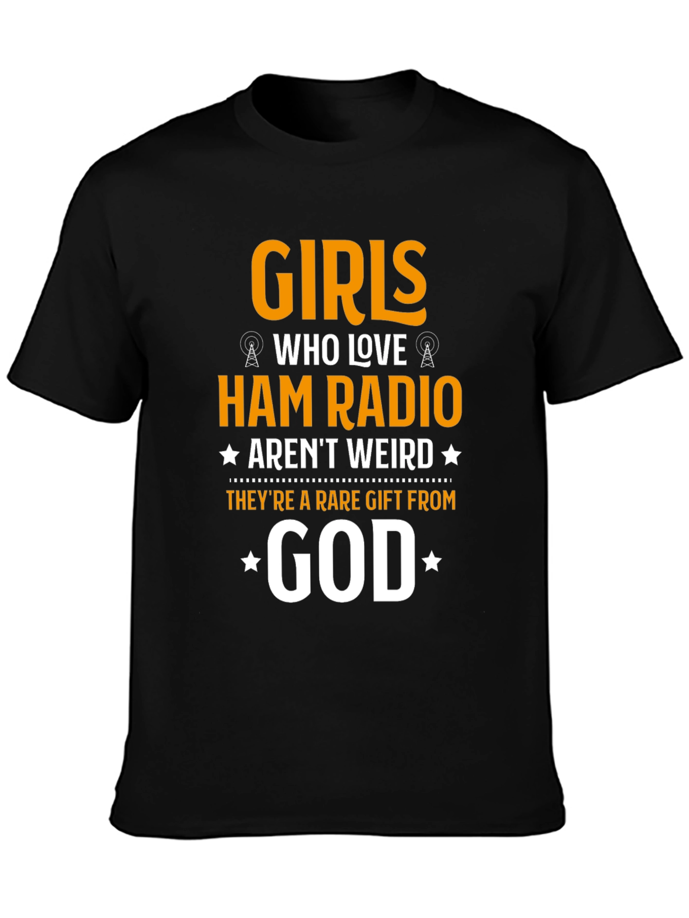 Camiseta Negra Girls Who Love Ham Radio