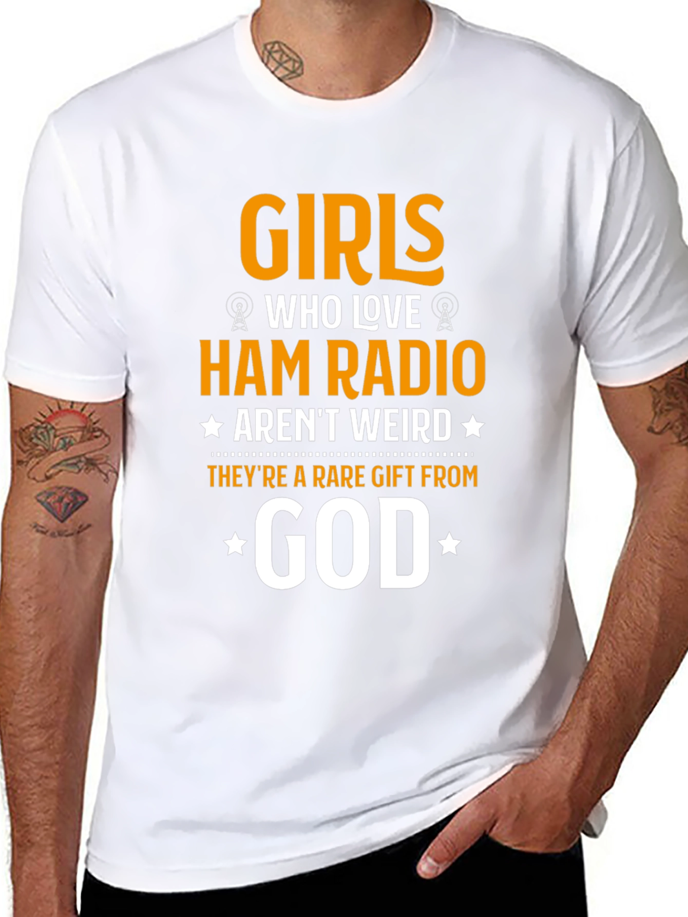 Camiseta Negra Girls Who Love Ham Radio