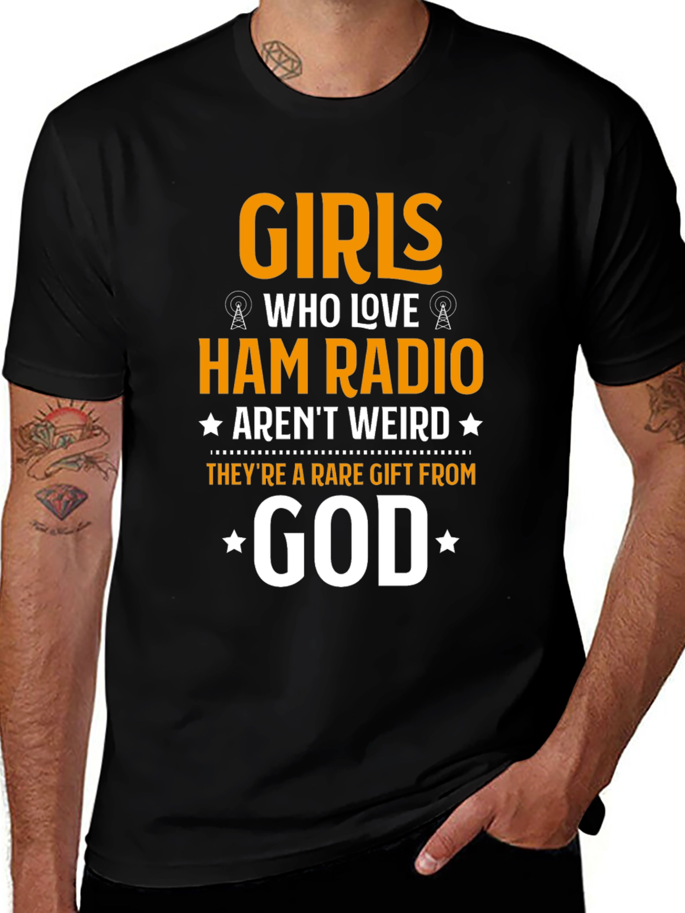 Camiseta Negra Girls Who Love Ham Radio