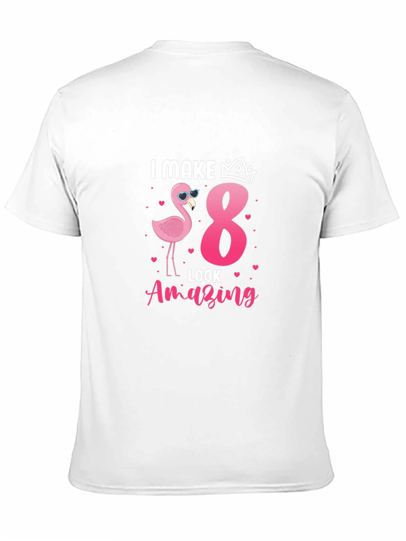 Camiseta Negra: Cumpleaños 8 Flamingo