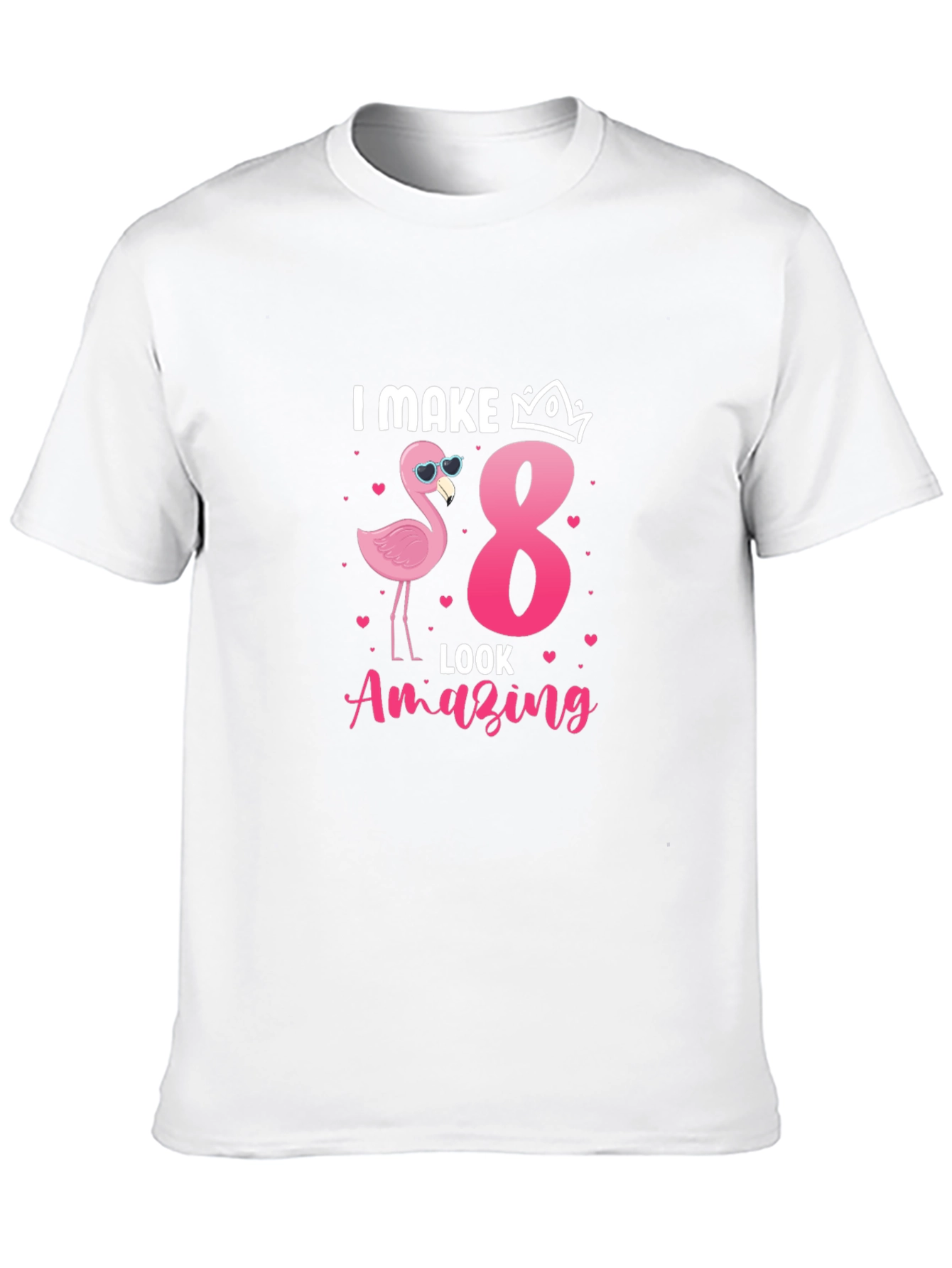 Camiseta Negra: Cumpleaños 8 Flamingo