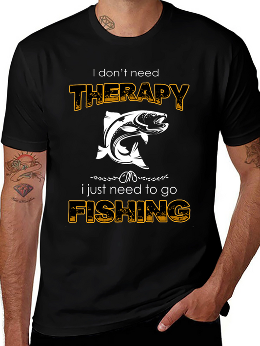 Camiseta Negra: Terapia de Pesca