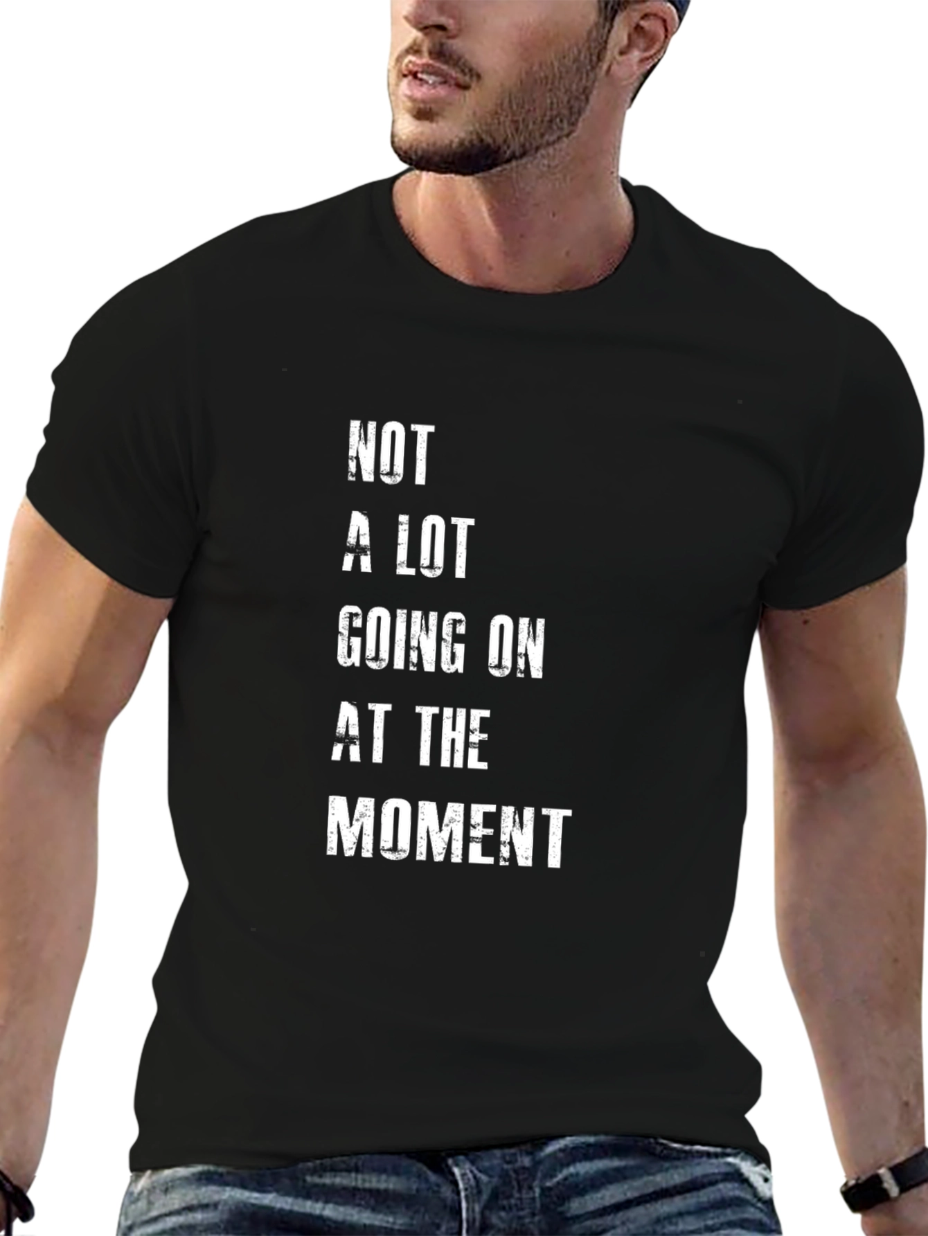Camiseta Negra con Texto Not A Lot Going On