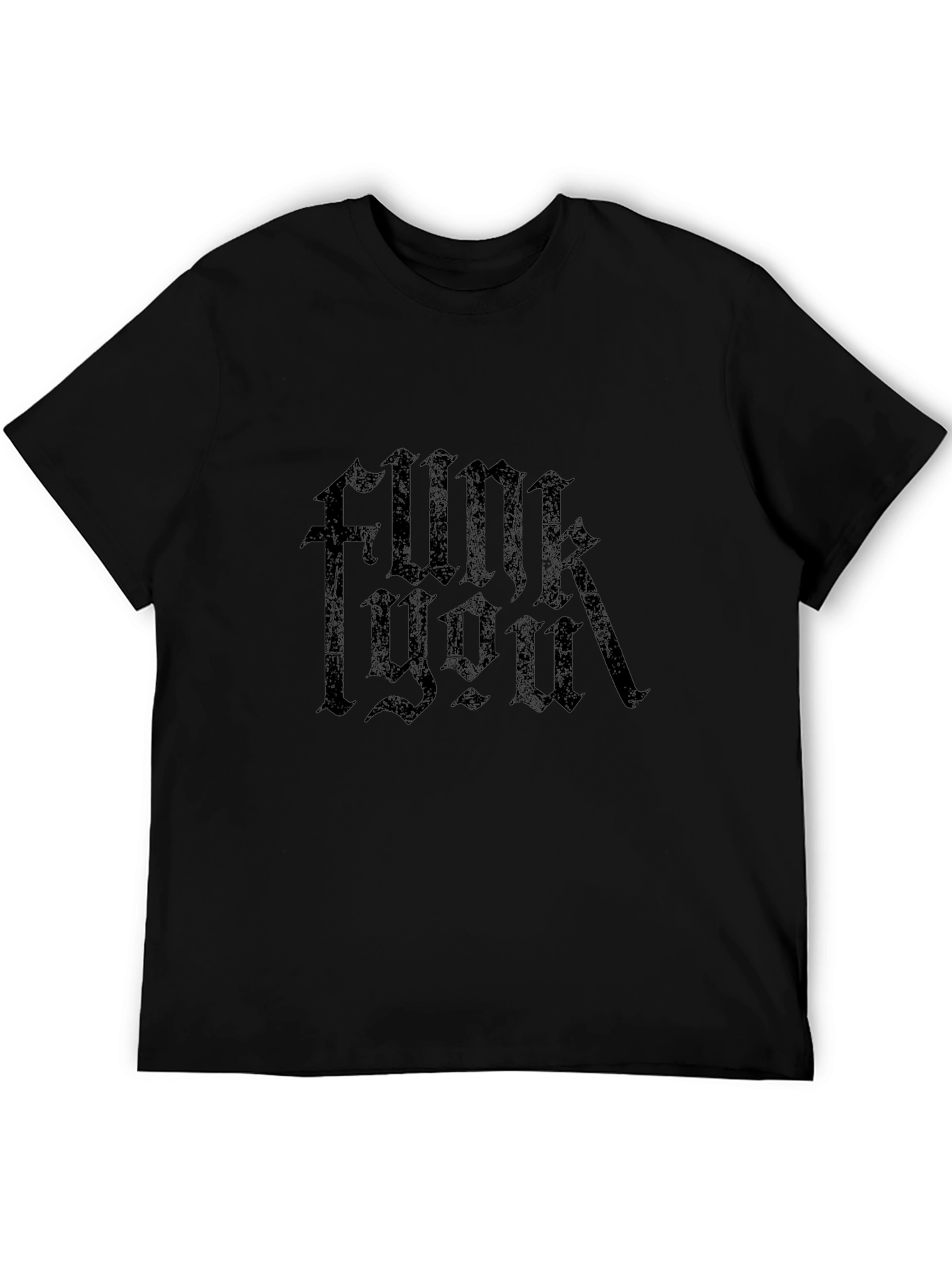 Camiseta Negra con Estampado Gótico Funk You