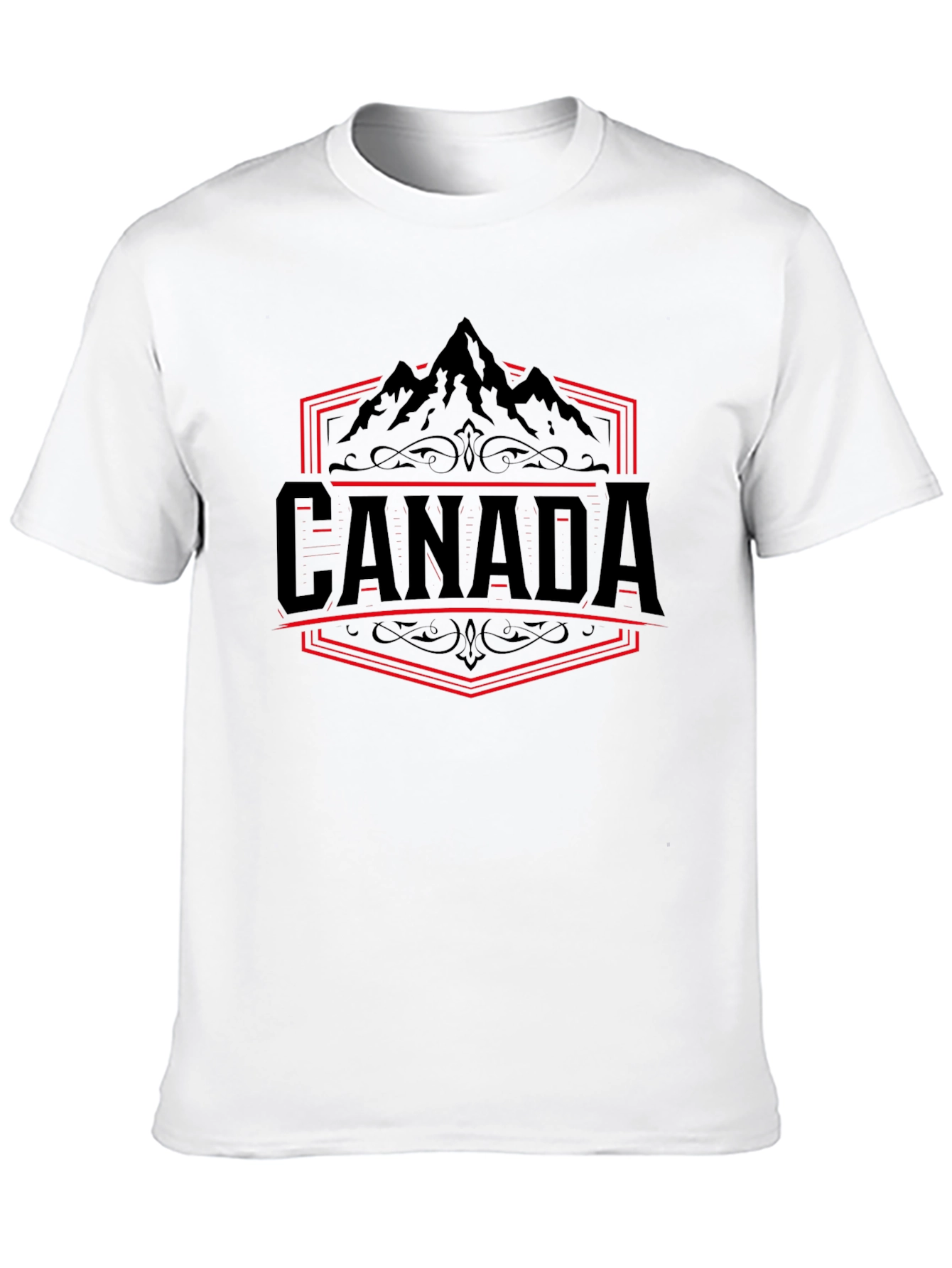 Camiseta Negra Canadá Montaña Diseño Gráfico Hombre