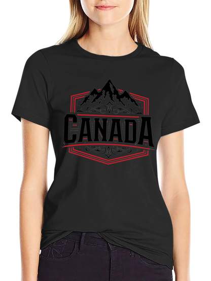 Camiseta Negra Canadá Montaña Diseño Gráfico Hombre