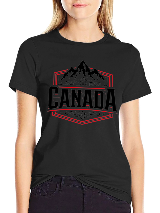 Camiseta Negra Canadá Montaña Diseño Gráfico Hombre