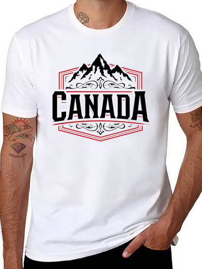Camiseta Negra Canadá Montaña Diseño Gráfico Hombre