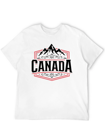 Camiseta Negra Canadá Montaña Diseño Gráfico Hombre