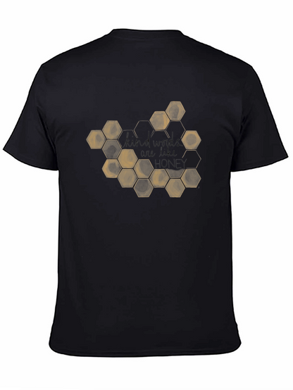 Camiseta Negra con Diseño de Panal y Frase Motivacional