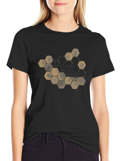 Camiseta Negra con Diseño de Panal y Frase Motivacional