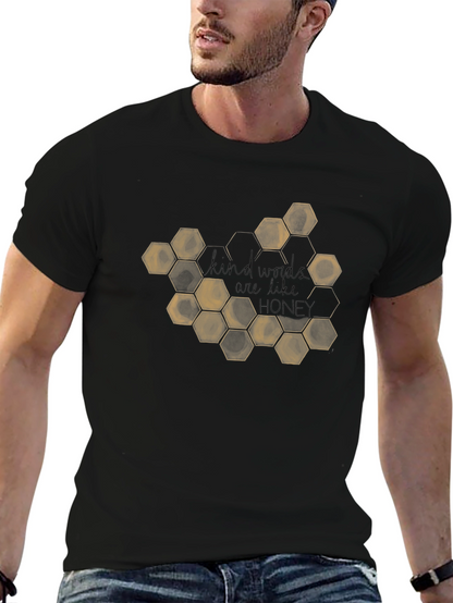 Camiseta Negra con Diseño de Panal y Frase Motivacional