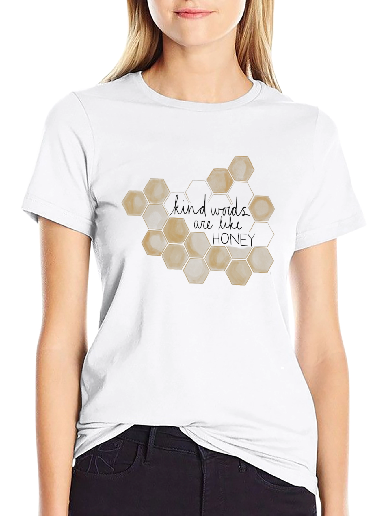 Camiseta Negra con Diseño de Panal y Frase Motivacional