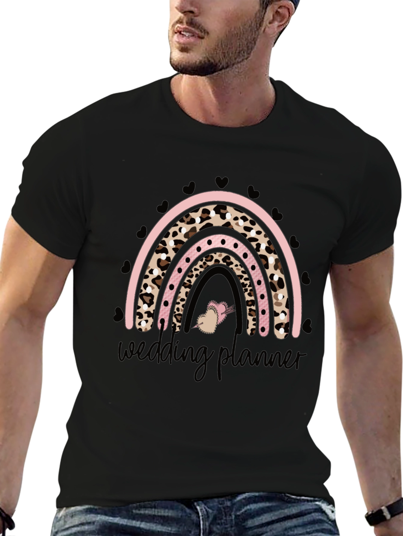 Camiseta Negra Wedding Planner Arcoíris Animal Print