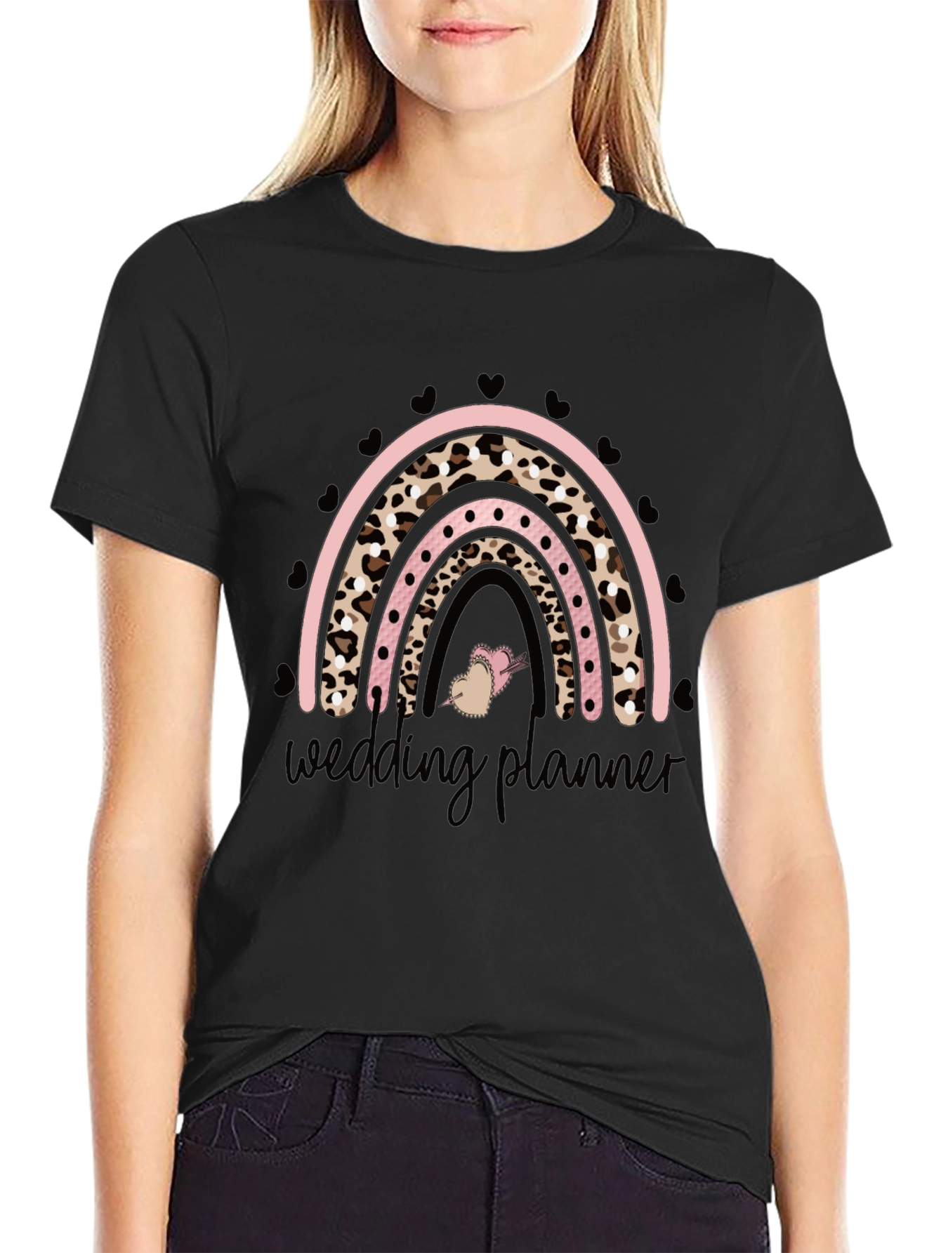 Camiseta Negra Wedding Planner Arcoíris Animal Print