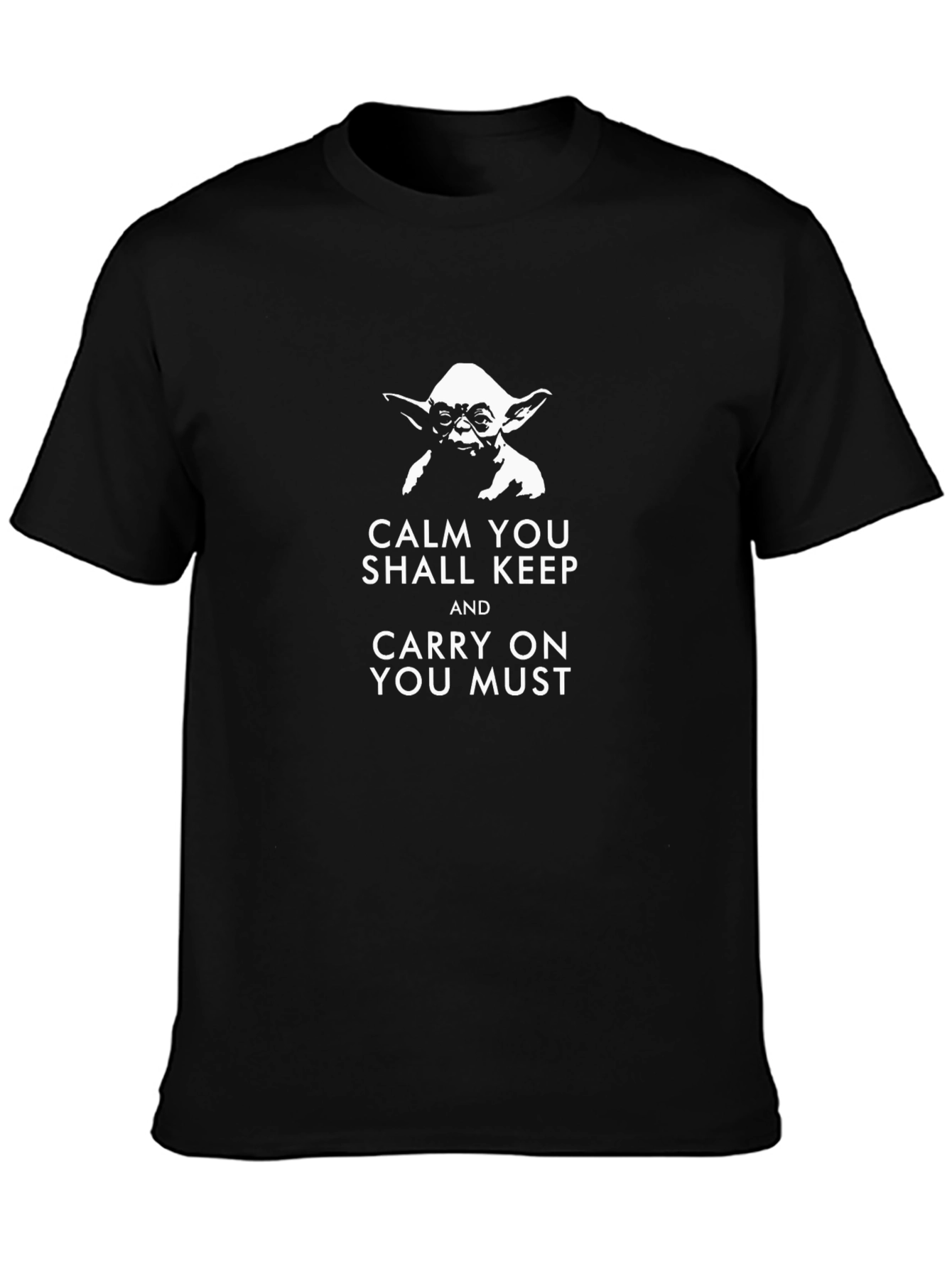 Camiseta Negra Yoda: Cálmate y Sigue Adelante