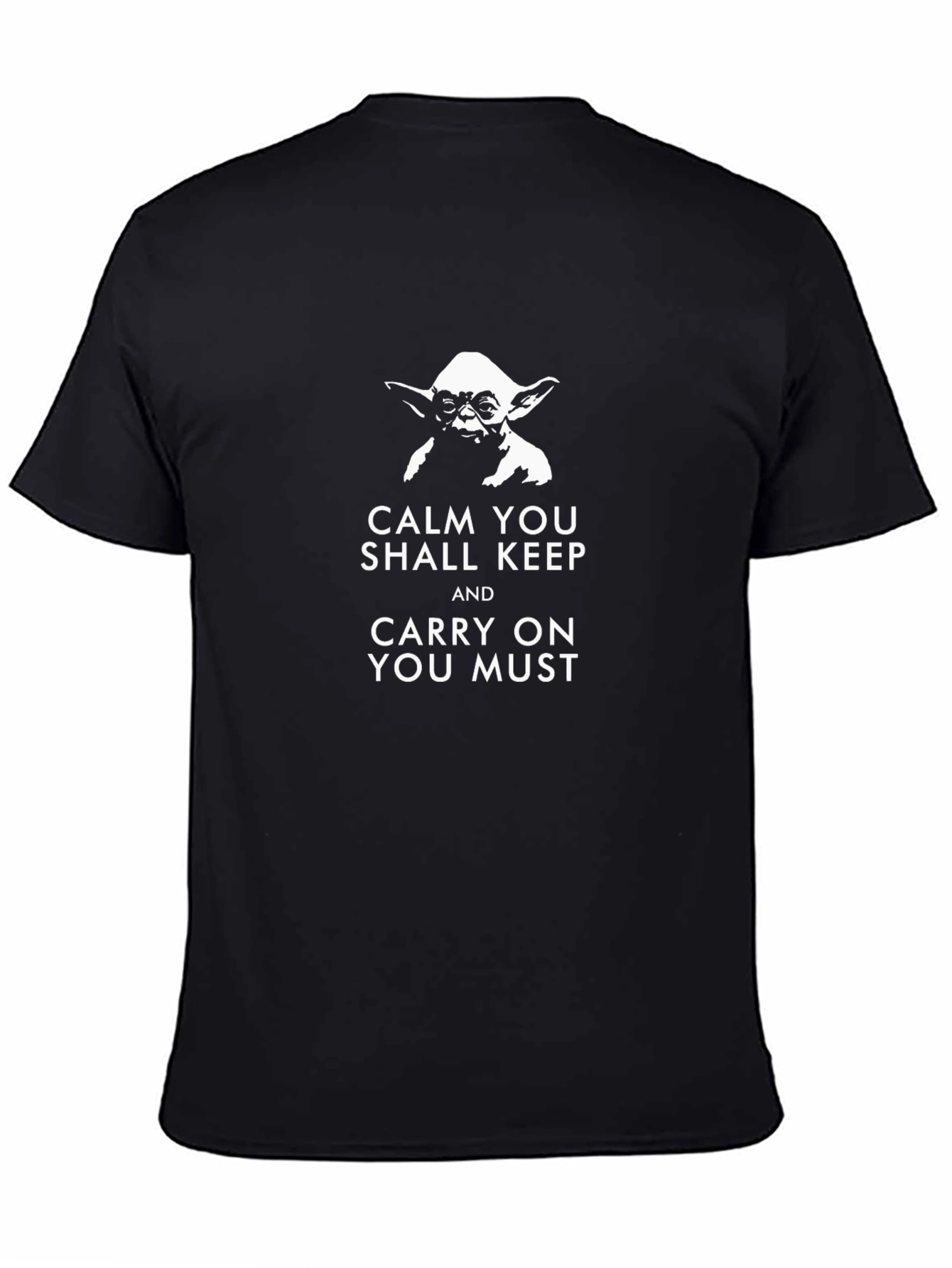 Camiseta Negra Yoda: Cálmate y Sigue Adelante