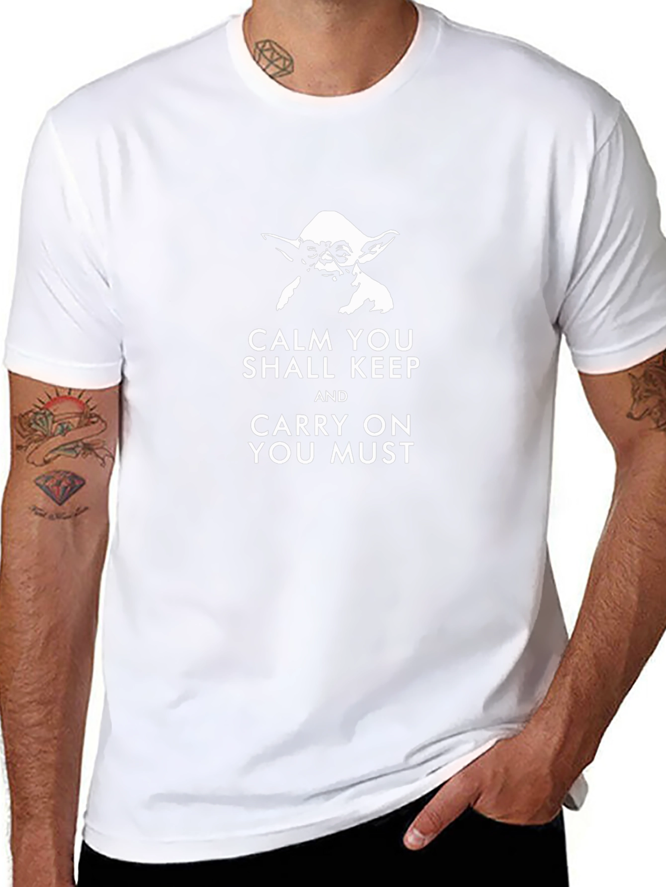 Camiseta Negra Yoda: Cálmate y Sigue Adelante
