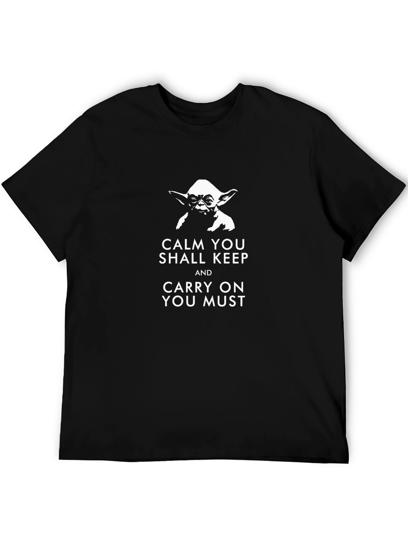Camiseta Negra Yoda: Cálmate y Sigue Adelante