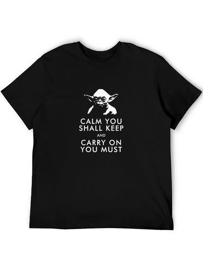 Camiseta Negra Yoda: Cálmate y Sigue Adelante