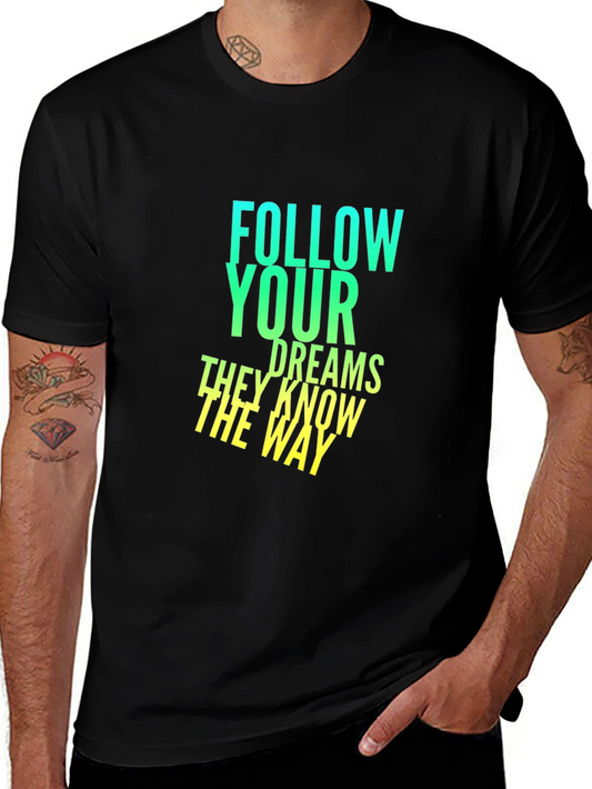 Camiseta Negra con Diseño Inspirador: Sigue Tus Sueños