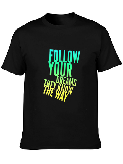 Camiseta Negra con Diseño Inspirador: Sigue Tus Sueños