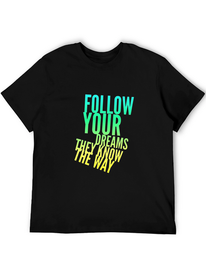 Camiseta Negra con Diseño Inspirador: Sigue Tus Sueños