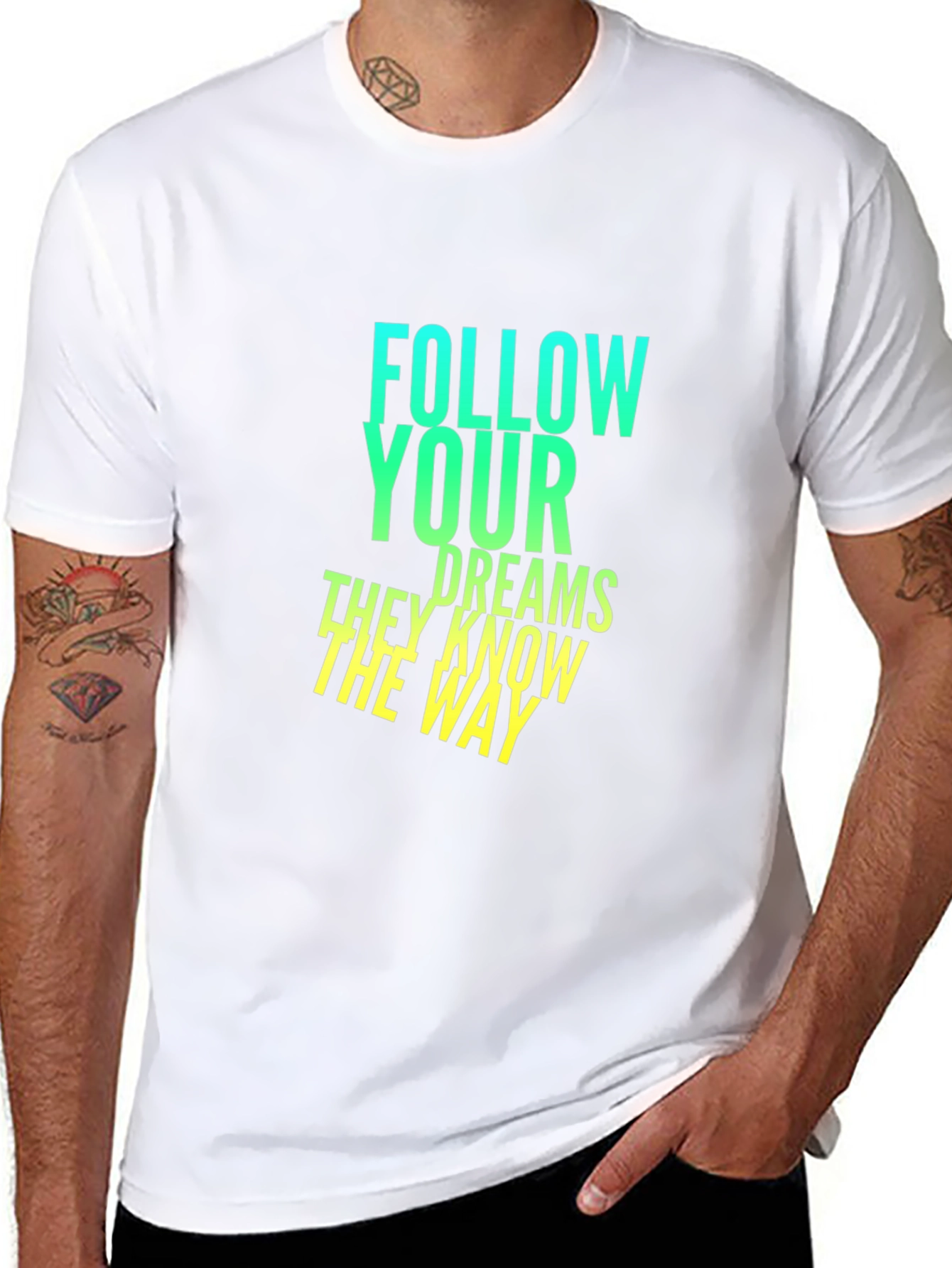 Camiseta Negra con Diseño Inspirador: Sigue Tus Sueños
