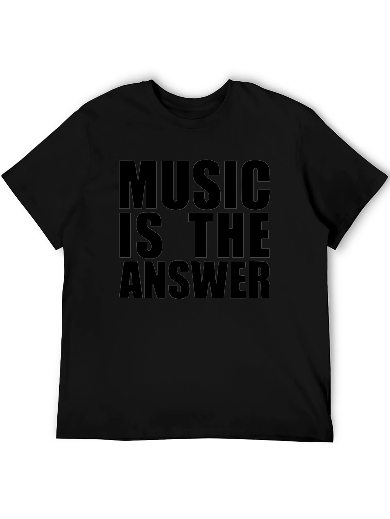 Camiseta Negra con Mensaje La Música es la Respuesta