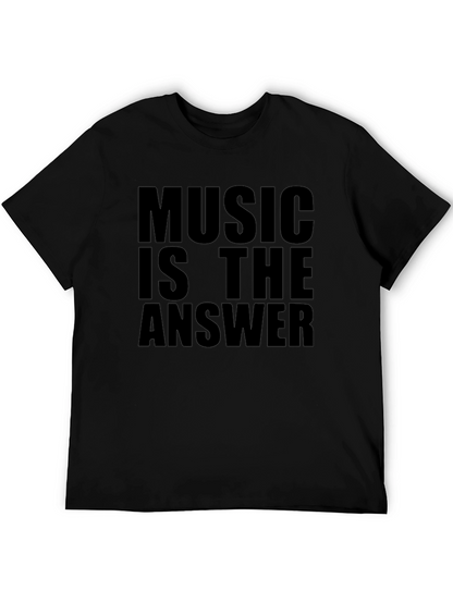 Camiseta Negra con Mensaje La Música es la Respuesta