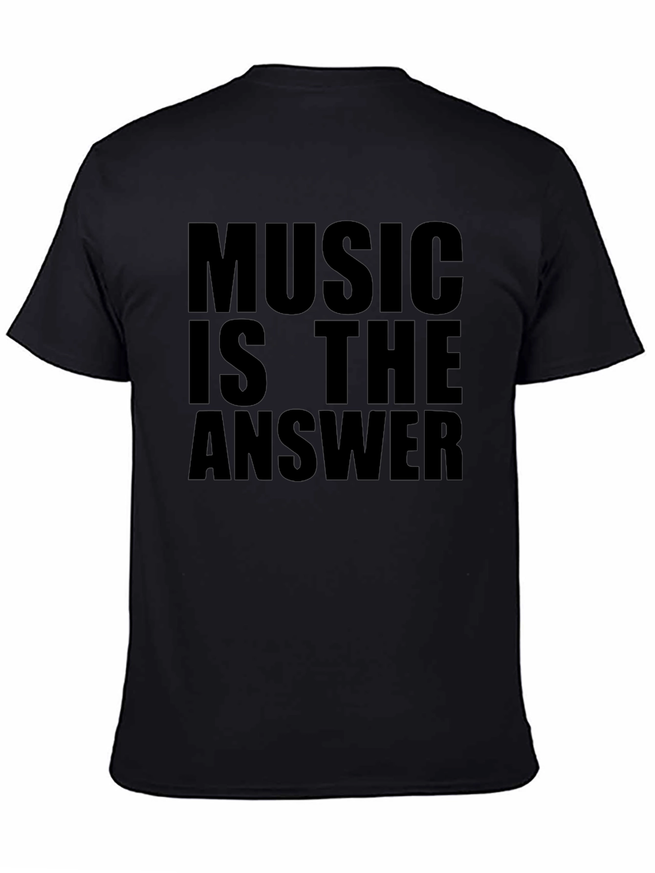 Camiseta Negra con Mensaje La Música es la Respuesta