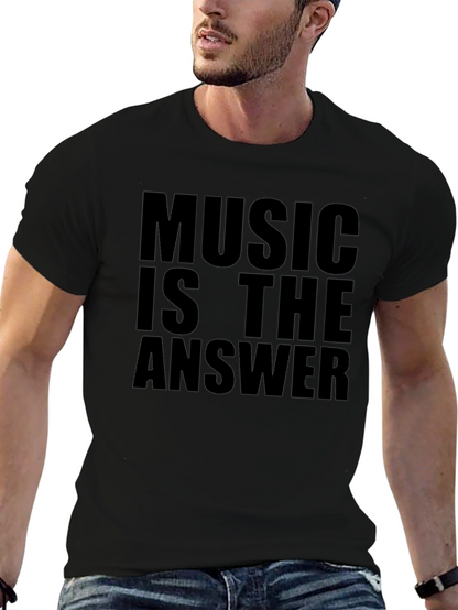 Camiseta Negra con Mensaje La Música es la Respuesta