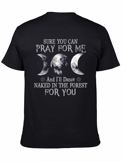 Camiseta Negra con Diseño de Luna y Bosque
