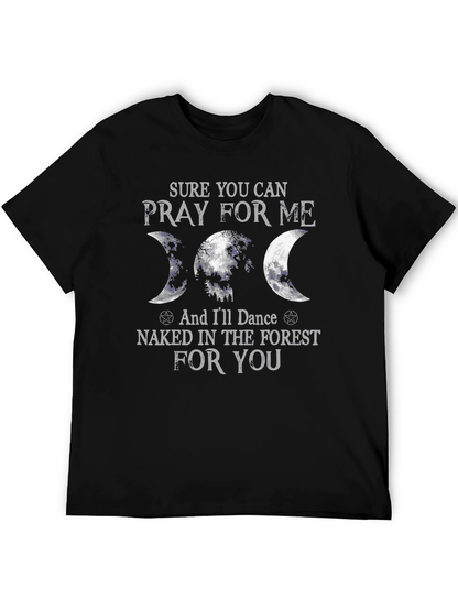 Camiseta Negra con Diseño de Luna y Bosque
