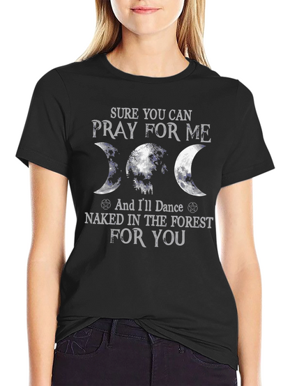 Camiseta Negra con Diseño de Luna y Bosque
