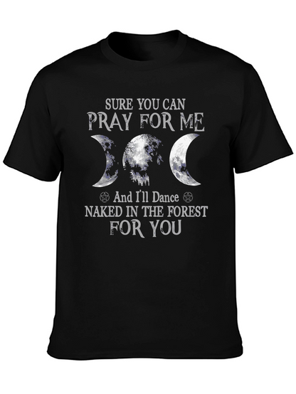 Camiseta Negra con Diseño de Luna y Bosque