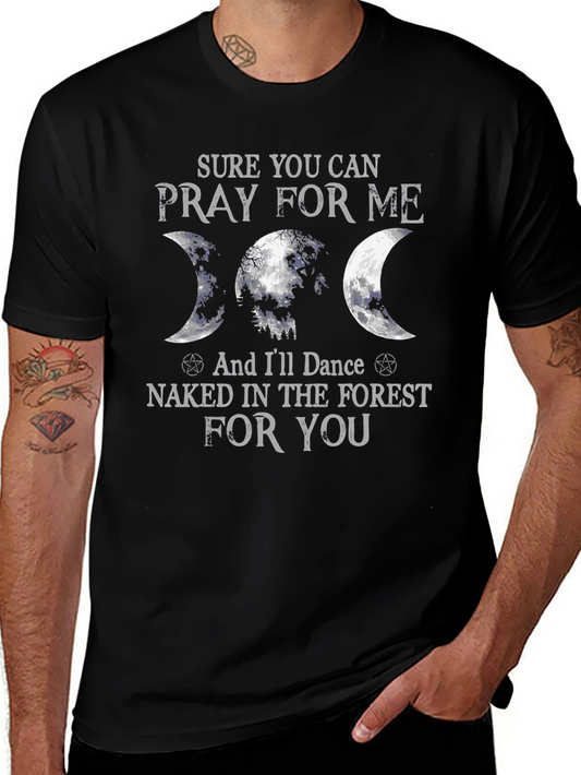 Camiseta Negra con Diseño de Luna y Bosque