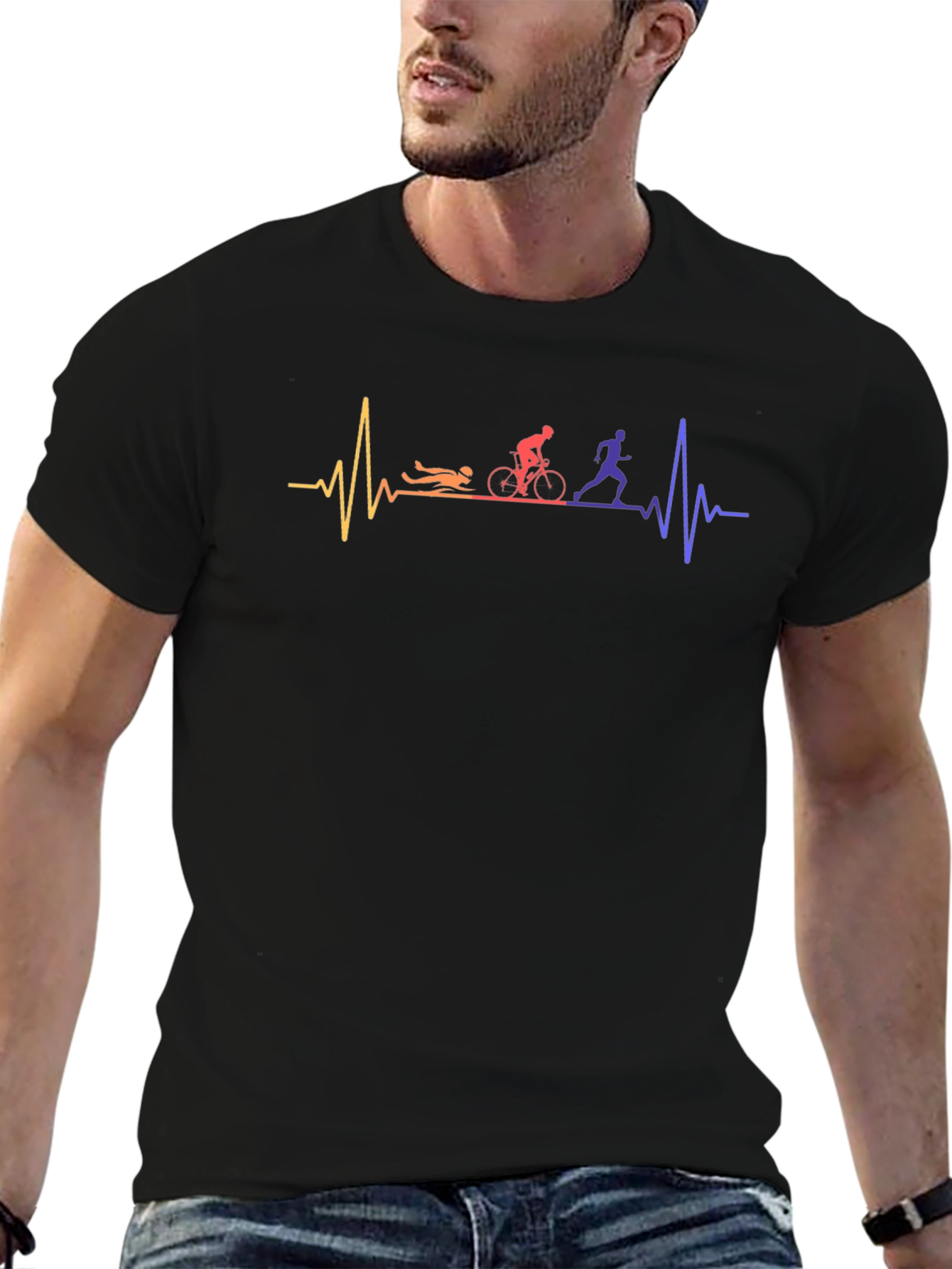 Camiseta Negra Deportiva Triatlón EKG Hombre