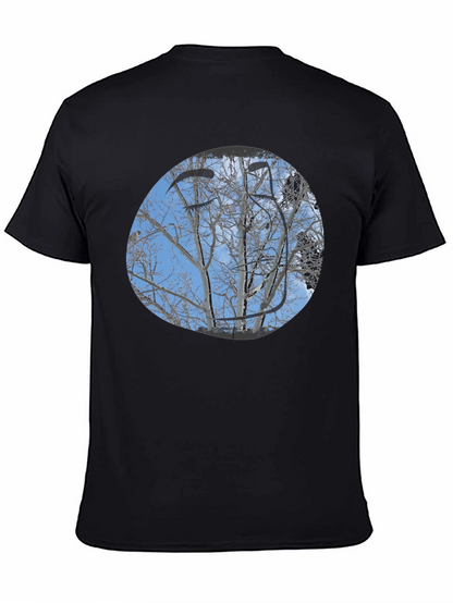 Camiseta Negra con Diseño de Árboles Invernales