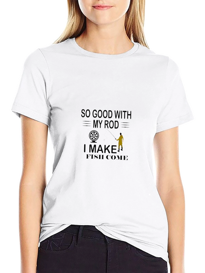 Camiseta negra con diseño de pesca humorístico