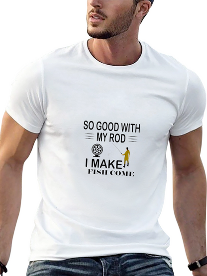 Camiseta negra con diseño de pesca humorístico