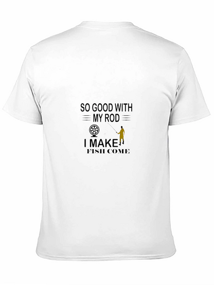 Camiseta negra con diseño de pesca humorístico