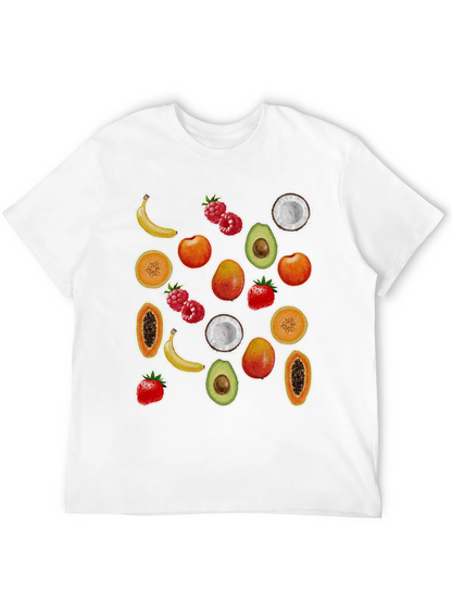 Camiseta Negra con Estampado de Frutas Tropicales